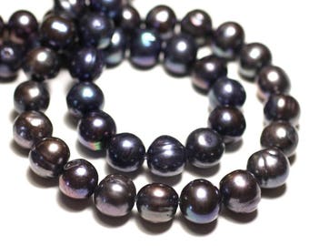 38cm 59pc env - cultured freshwater pearls wire balls 5-7mm iridescent black - 8741140026902