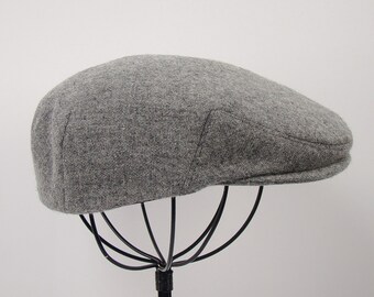 Light Grey Heather Wool Children's Sixpence Hat - Flat Jeff Cap, Ivy Cap, Driving Cap for Men, Women, and Children