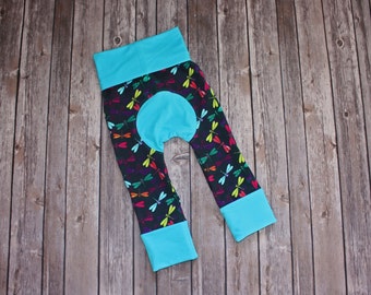 Maxaloones Grow With Me Pants Blue Dragonfly Baby Leggings