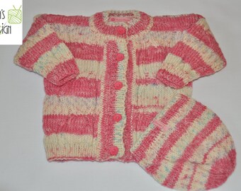 Babyjacke "Amanda" knitted with cap Gr. CA 62-68