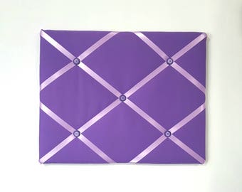 Purple French Memo Board - Purple Fabric Ribbon Board - Purple Vision Board - Purple Pin Board - Purple Memory Board - Purple Message Board