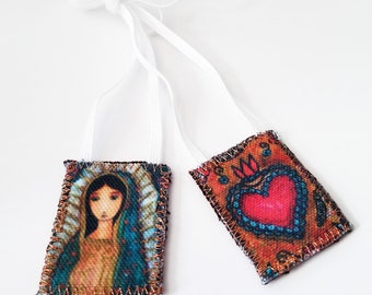 Virgen de Guadalupe Scapular - Handmade - Original Art by FLOR LARIOS
