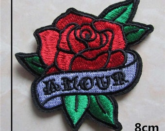 1 pc Rose Flower Patch / Embroidered Patch / Iron on Patch / Vans Rose / Rose Patch / Flower Patch For Hoodie