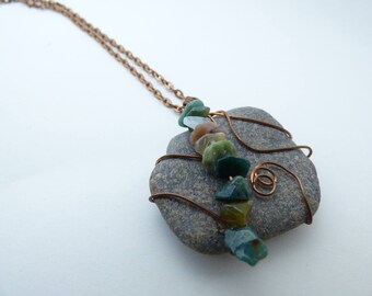 Copper Wrapped Natural Lake Stone