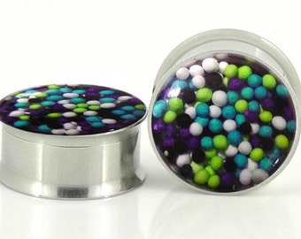 Galaxy Sprinkle Plugs - 0g,00g,7/16,1/2, 9/16, 5/8,11/16",3/4,7/8,24mm,26mm,28mm,30mm,32mm