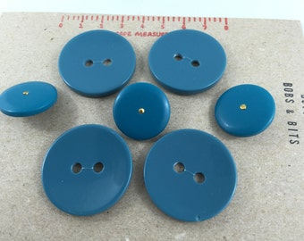 4x Aqua (blue/green) Vintage plastic Buttons (34mm diameter). Three free buttons