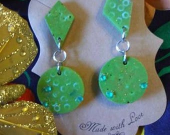 Lime Green Retro Resin Earrings