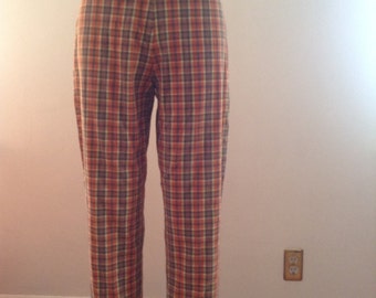 Plaid Cigarette Pants Waist 27 Small- Medium