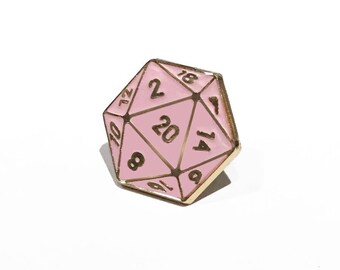 D20 Enamel Lapel Pin (Pink)