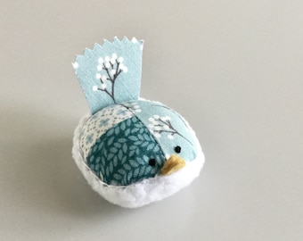 Pincushion Blue Floral Bird Pincushion Floral Pin Keep Kawaii Bird