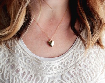 Heart Locket Necklace - Solid HEART Locket Necklace, Gift for Her, Heart Necklace, Valentine's Gift for Her Valentine's Gift Locket Necklace