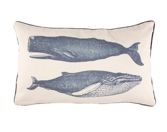 Set of 2 vintage whale cushions