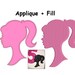 Barbie Embroidery Design - Barbie Applique and Barbie Fill designs - instant download