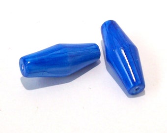 NOW ON SALE Handmade Polymer Clay Beads - Beautiful Blue - Sold in Pairs - 6 beads Available