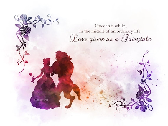 Beauty and the Beast Quote ART PRINT illustration Disney