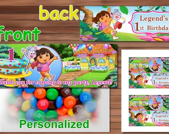 Dora the Explorer Favor Bag Toppers, Personalized Printable PDF