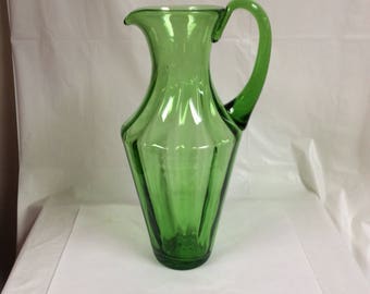 Blenko Glass 6410 pitcher in olive green Joel Myers