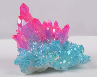 5pieces/lot,Aura Crystal Cluster,Rainbow Aura Quartz,Raw Angel Aura Rainbow Crystal,Crystals and Stones,Raw Angel Aura Cluster,Aura Crystal