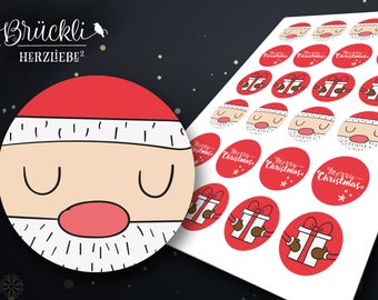 24 Christmas sticker / Christmas / gift stickers / Christmas symbols / gift tags / Santa Claus