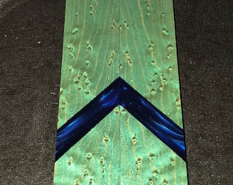 Stabilized Dyed Birdseye Maple Burl Knife Scales w/ Resin E-194