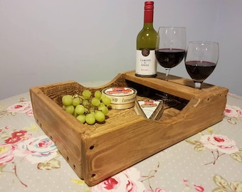Rustic Tray - Wine Serving Tray - Wine And Cheese Tray - Carrier - Handmade