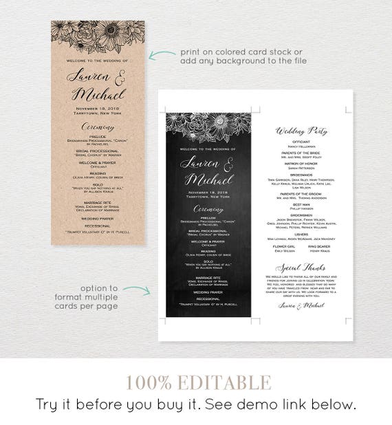 multiple page wedding program
