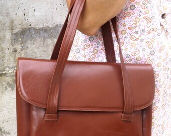 Vintage leather handbag made in italy, 1960s