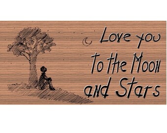Wood Signs -I Love You to the Moon and Stars Plaque GS347