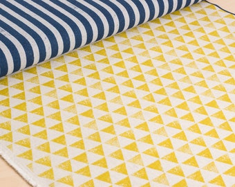 Echino | Japanese fabric - stripes and triangles in yellow and blue - 1/2 YD