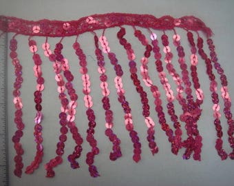 5.5 Fuschia Holographic Sequins Fringe Trim (C-A)