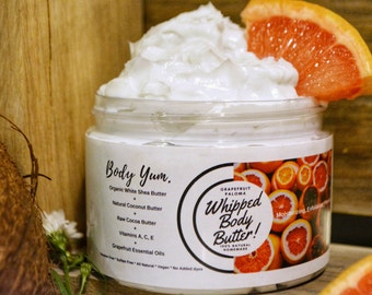 Whipped Body Butter | Organic Body Creme | Skin Moisturizing | Firming Anti-Cellulite | Shea /Mango Butter | Grapefruit E.O | 8oz & 12oz