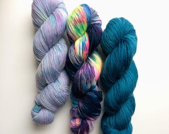 NEW Hand dyed yarn Kit-lets 4ply weight 300g in A/W 2017 Merino and mohair mix!