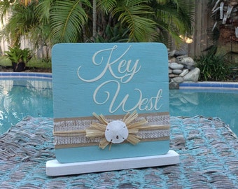 Seashell and wood table number- Ocean mist blue with burlap and seashell accents-Beach wedding decor