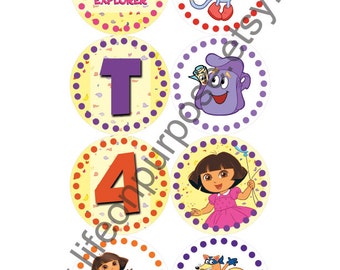 Dora Birthday Party Cupcake Toppers