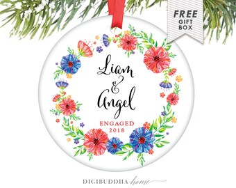 Personalized Engagement Ornament Personalized Couple Ornament Engagement Gift Just Engaged Gift Engaged Ornaments Custom Christmas Gift