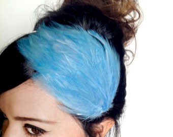 blue feather headband or hair clip - bohemian feather fascinator - feather hair piece - hair accessories for women - women gift - BONNIE