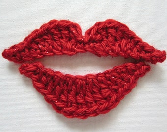 1pc 3.5 Crochet LIPS Applique Red KISS
