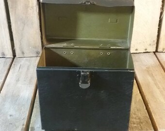 Small Metal Box, Vintage Box, Storage Box, Stash Box, File Box,