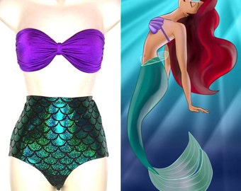 Mermaid Bathing Suit // Mermaid Ariel Strapless Swimsuit for Women MADE TO ORDER