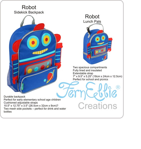 Stephen Joseph Robot Sidekick Backpack and Lunch Pal Combo!