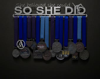 She Believed She Could So She Did w/ GYMNAST figure - Allied Medal Hanger Holder Display Rack