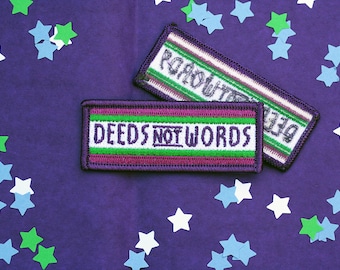 Deeds Not Words Suffragette Inspired Iron on Patch - Embroidered Patch - Suffragette Patch - The Suffragettes - Feminist Patch - Feminism