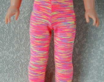 Leggings handmade for 14.5 inch Wellie Wishers tkct1219 purple/yellow/coral stripes READY TO SHIP
