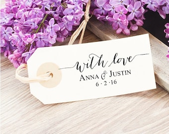 Personalized Wedding Stamp - With Love Wedding Favor Tag Stamp - Wedding Thank You Tag - With Love Gift Tag Stamp - Bridal Shower Gift Tag