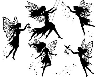 Fairy SVG, Fairy silhouette, Fairy clipart, Fairies SVG, Silhouette,SVG,Graphics,Illustration,Vector,Logo,Digital,Clipart