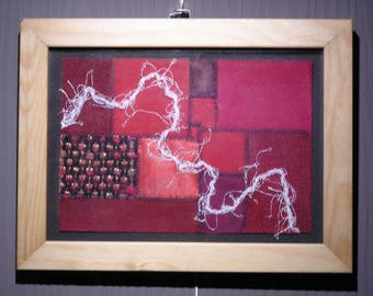 Little red textile art picture