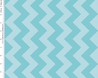 Aqua Chevron Fabric, Riley Blake C380-24 Medium Chevron, Nautical, Tone on Tone Aqua Chevron Quilt Fabric, Cotton