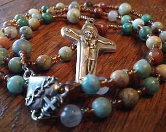 5 Decade Gemstone Rosary, Catholic Rosary, Semi-Precious, Heirloom Quality Rosary