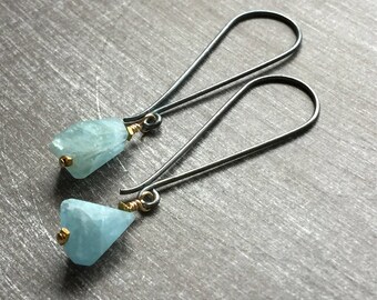 Aquamarine Earrings - Gemstone Drop Earrings - Blue Gemstone Earrings - Aquamarine Drop Earrings - Everyday Earrings - Aquamarine Jewelry