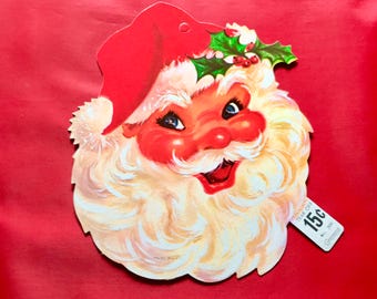 Vintage retro 7 1/2 inch Carrington Santa Christmas die cut decoration new old stock
